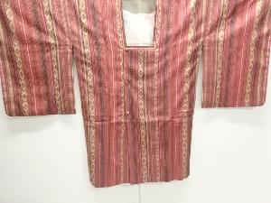 縞に抽象模様織出しロング道行コート